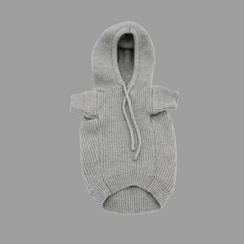 GREY KNITTED HOODIE